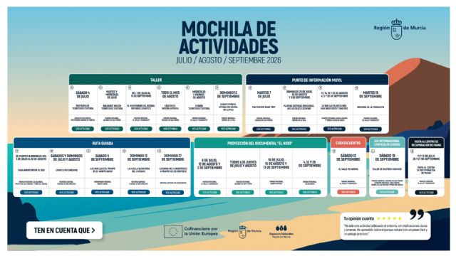La 'Mochila de actividades' ofrece más de 50 propuestas para disfrutar de los espacios naturales de la Región este verano