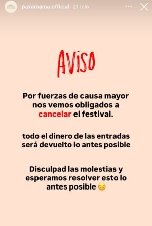 El Ayuntamiento de Mazarrón informa sobre la cancelación del festival Paxamama por motivos de seguridad