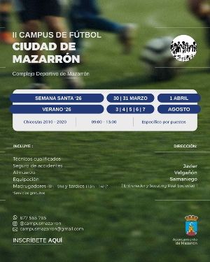 La Concejalía de Deportes presenta el II Campus de Fútbol Ciudad de Mazarrón tras el éxito de la pasada edición