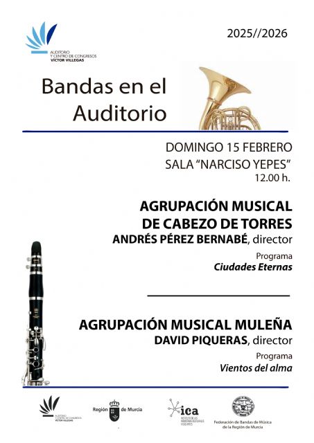 El Auditorio regional recibe este domingo a las agrupaciones musicales de Cabezo de Torres y Mule&ntilde;a