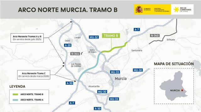 Transportes adjudica por 84,2 millones de euros las obras del primer tramo de 8,3 km del Arco Norte de Murcia