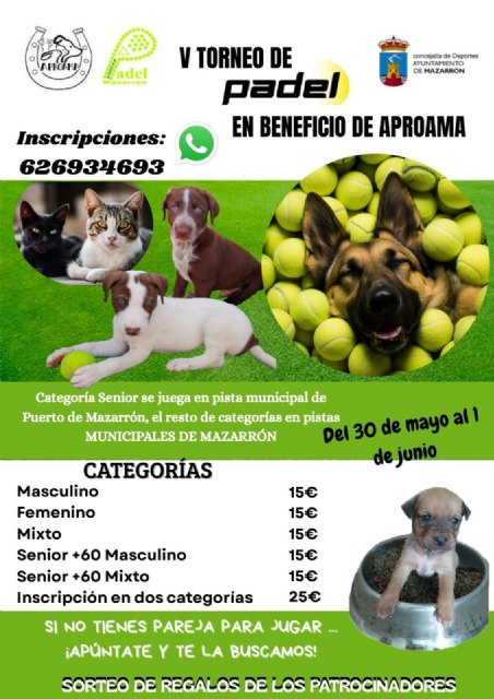 Mazarrón acoge el V Torneo de Pádel solidario en beneficio de APROAMA